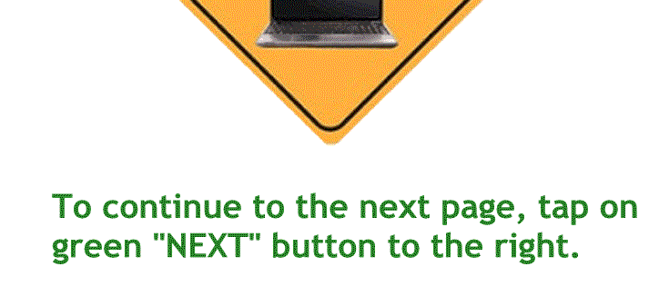 To continue to the next page tap on the green next button