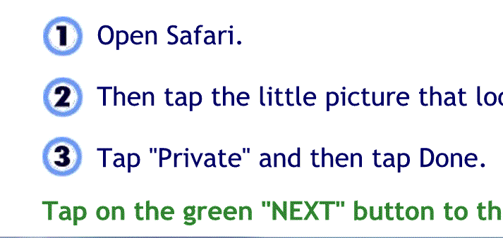 To continue to the next page tap on the green next button