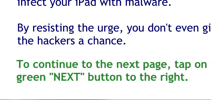 To continue to the next page tap on the green next button