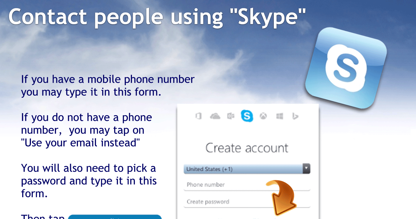 If you have a mobile phone number you may type it in this form.
If you do not have a phone number you may tap on use your email instead
You will also need to pick a password and type it in this form.
Then tap next to continue to the next page